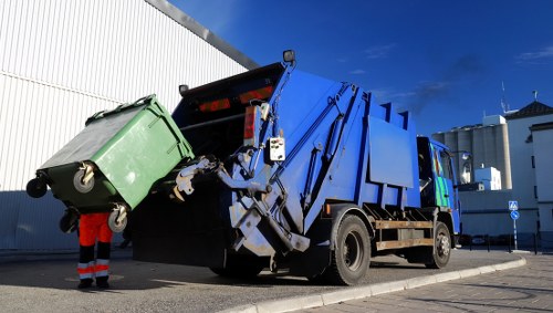 Construction site with organized waste clearance